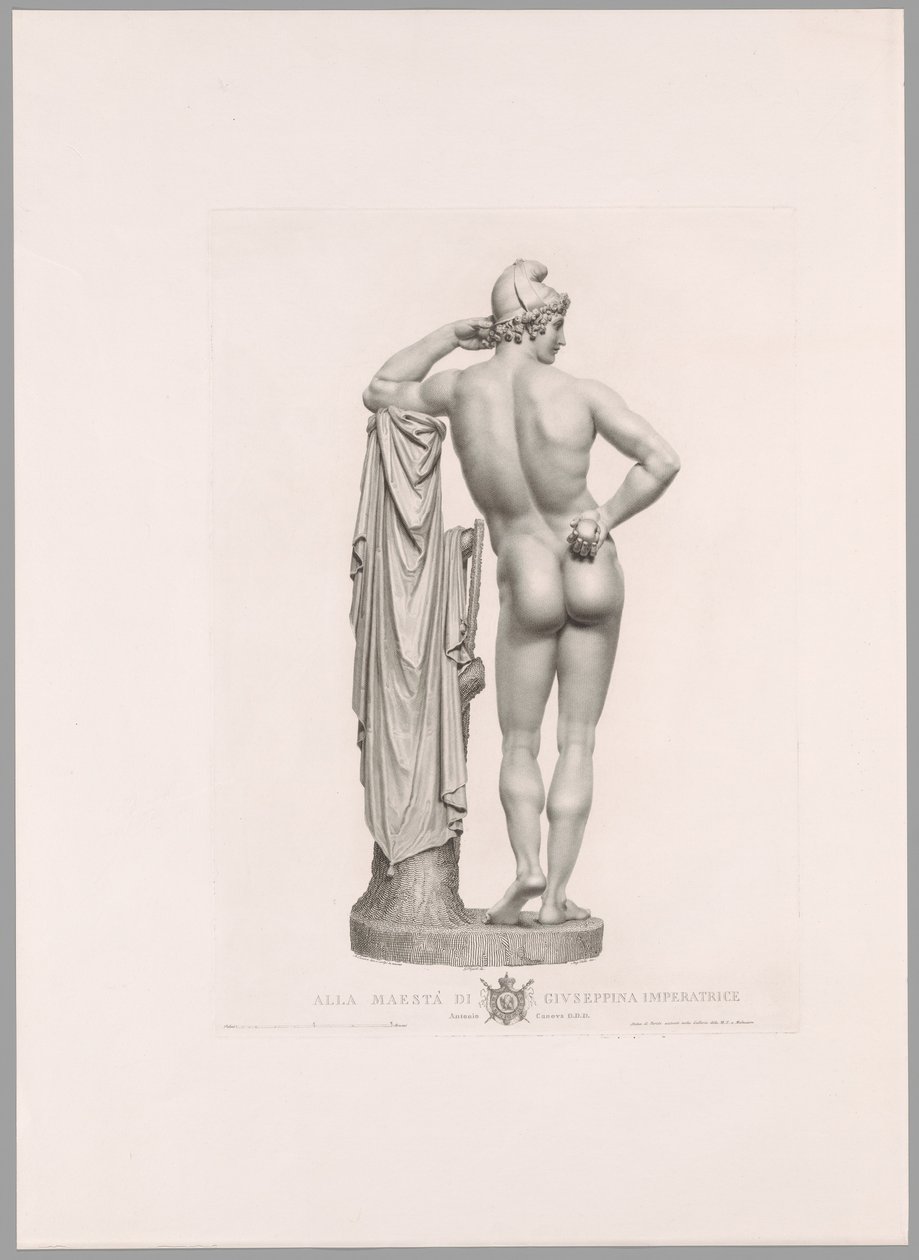 Paris apoiado num cepo de árvore, vista traseira, de Oeuvre de Canova de Antonio Canova