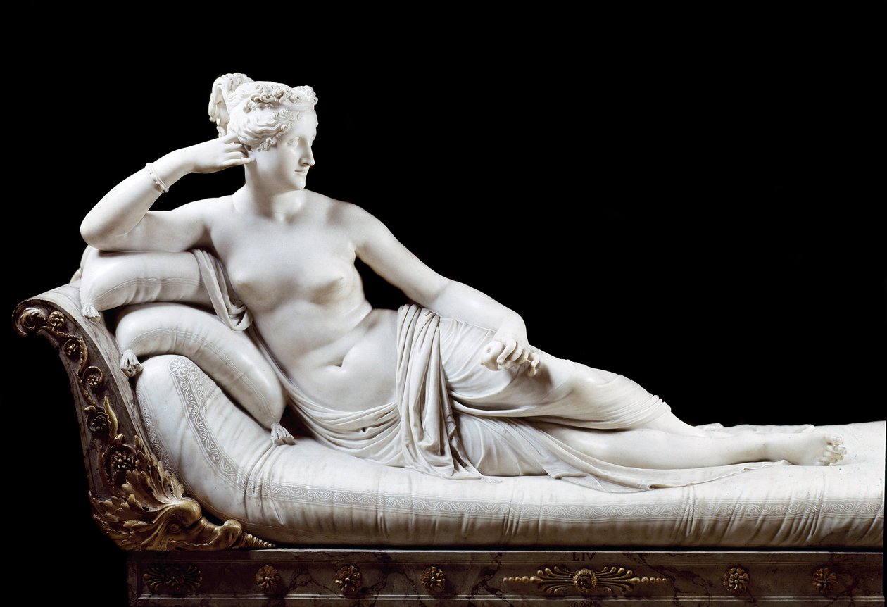 Pauline Bonaparte, Princesa Borghese (1780 - 1825) irmã de Napoleão I representada em Victorious Venus Escultura de mármore por Antonio Canova (1757-1822) 1804-1808 Roma, Galleria Borghese de Antonio Canova