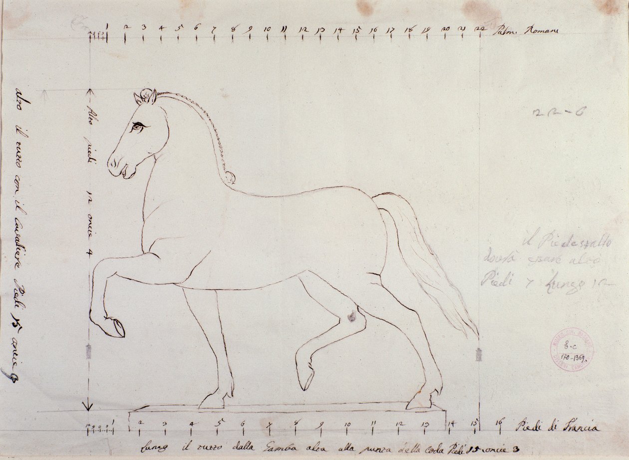 Estudo para um cavalo para um monumento equestre (desenho de Antonio Canova