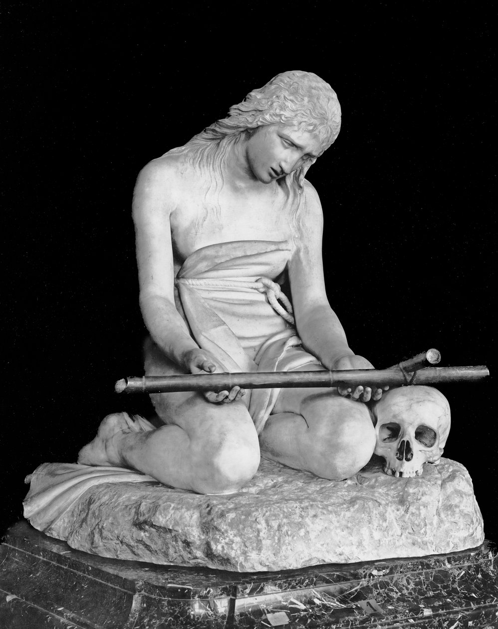 A Penitente Madalena (mármore) (foto a p/b) de Antonio Canova