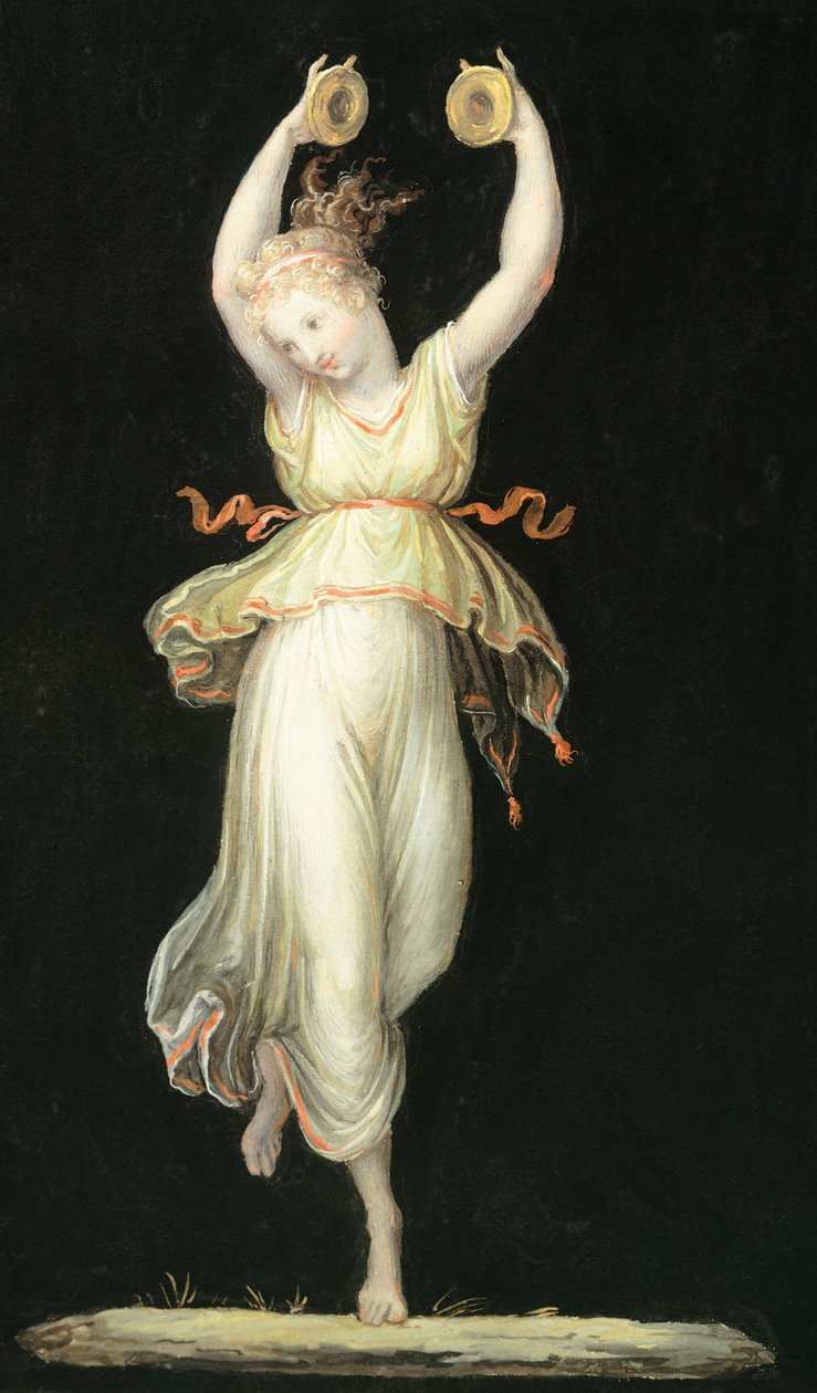 Mulher tocando castanholas por Antonio Canova (1757-1822), tempera de Antonio Canova