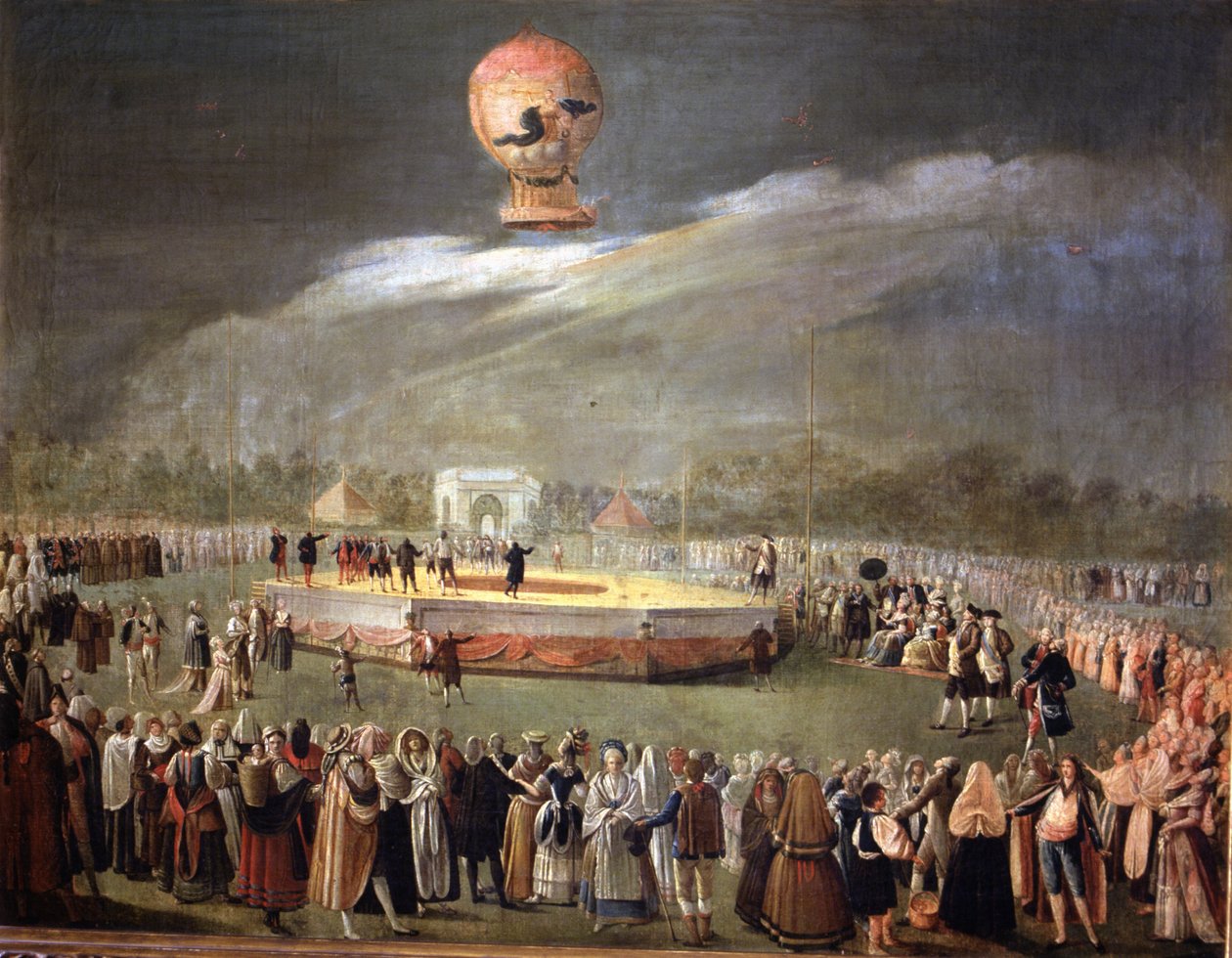 Ascensão de Balão nos Jardins de Aranjuez, c.1783 (óleo sobre tela) de Antonio Carnicero