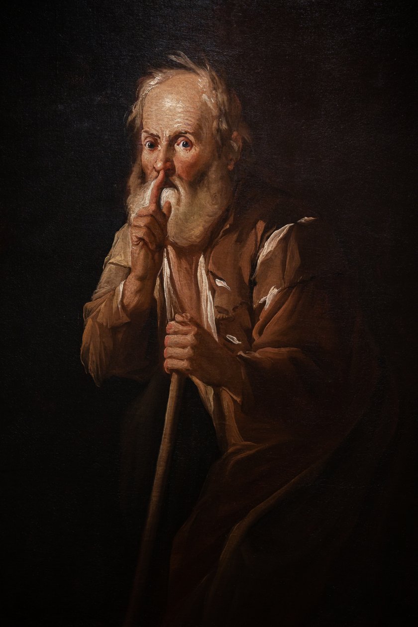 Velho pedindo silêncio de Antonio Cifrondi