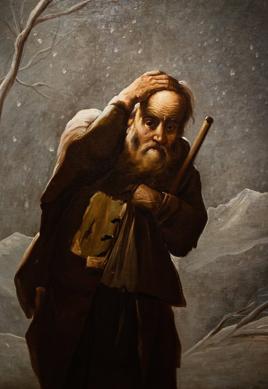 Velho na neve de Antonio Cifrondi