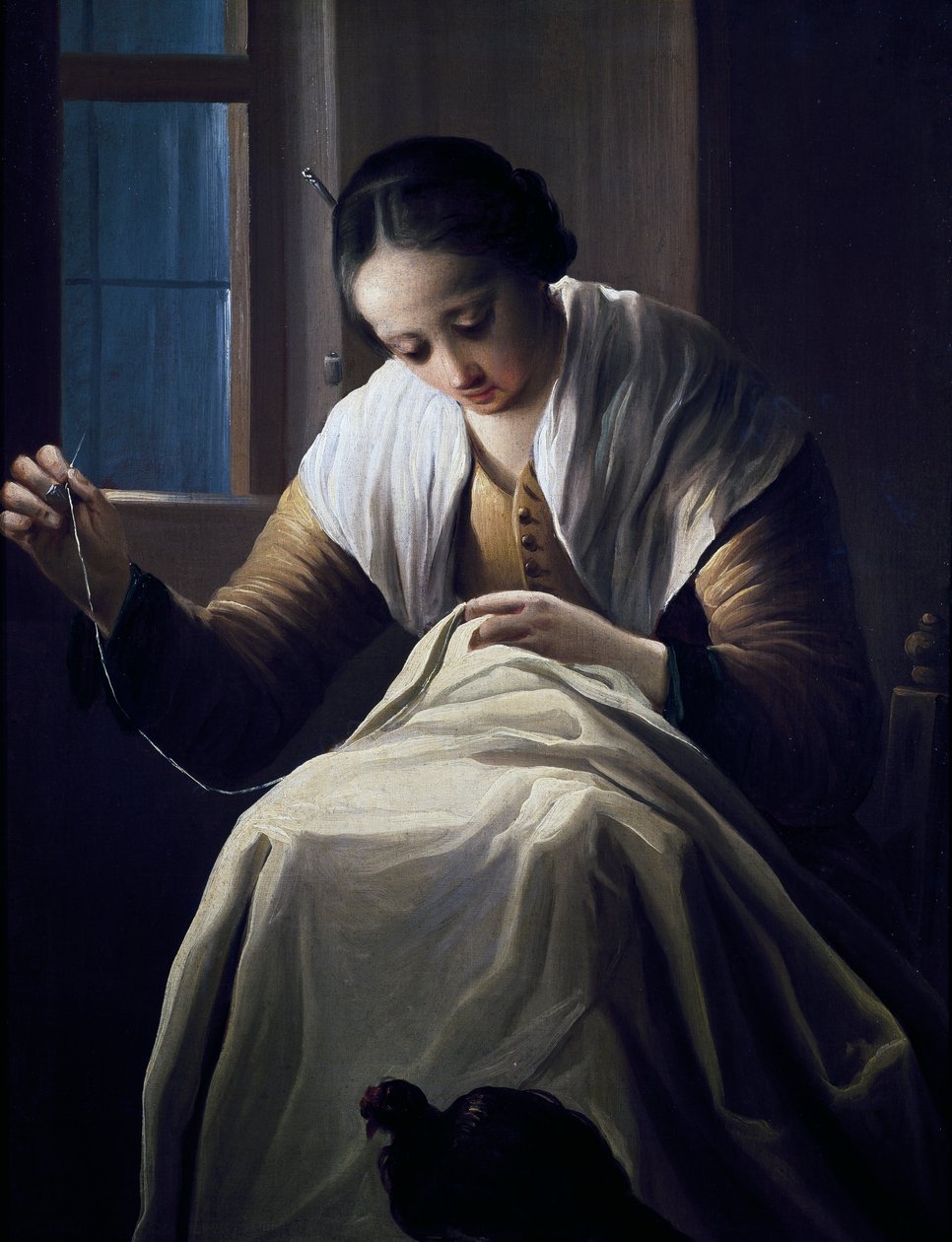 Costureira, de Antonio Cifrondi (1657-1730), Óleo sobre tela de Antonio Cifrondi