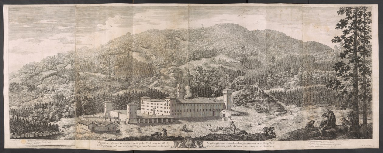Grande vista do mosteiro no meio das florestas de Appenine de Antonio Cioci or Ciocchi