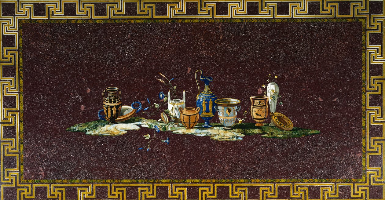Mesa incrustada com pedras semi-preciosas de desenho de Antonio Cioci (activo na segunda metade do século XVIII), Itália de Antonio Cioci or Ciocchi