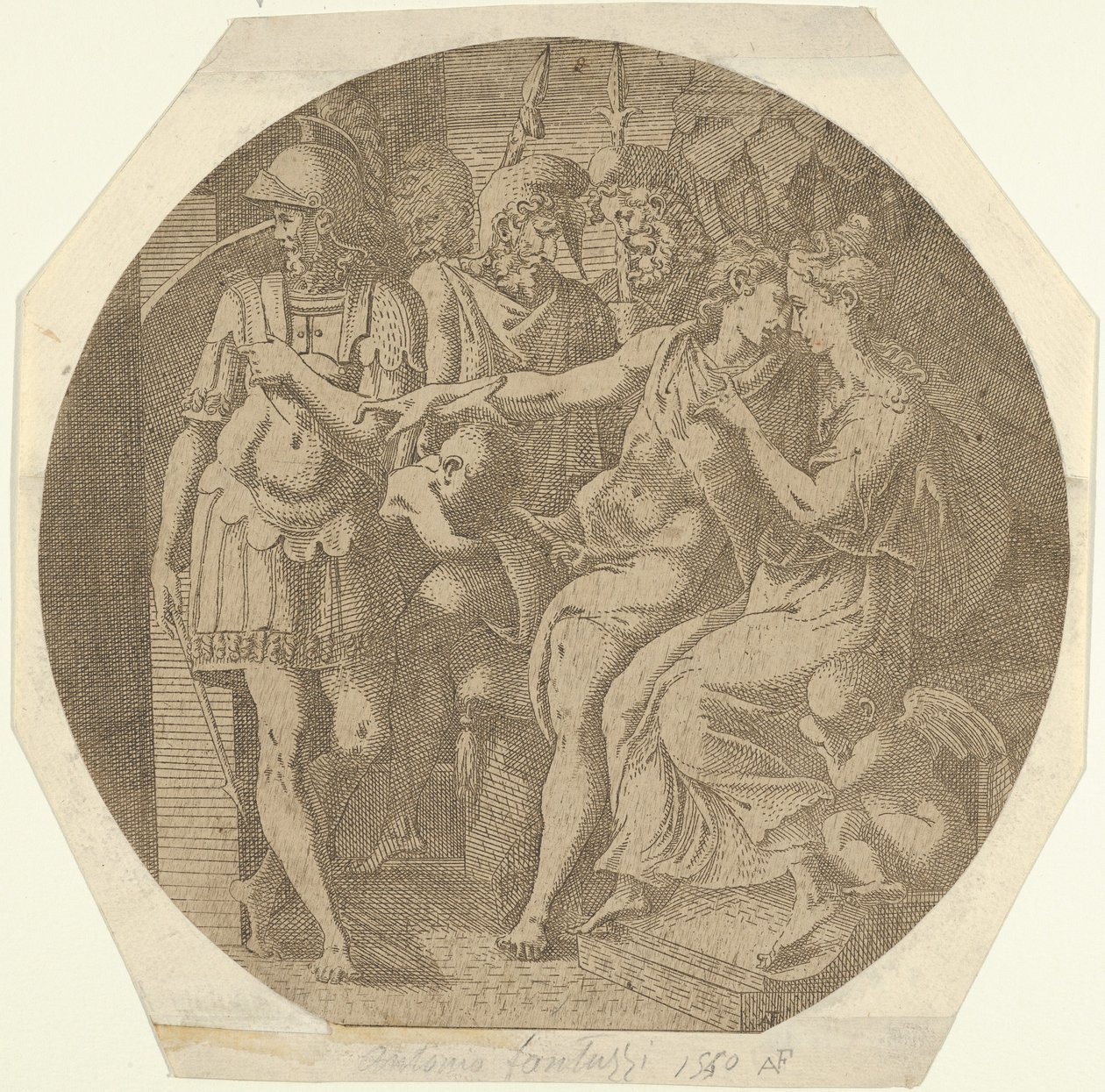 Um homem dizendo suas despedidas a uma mulher, 1540-45. de Antonio Fantuzzi