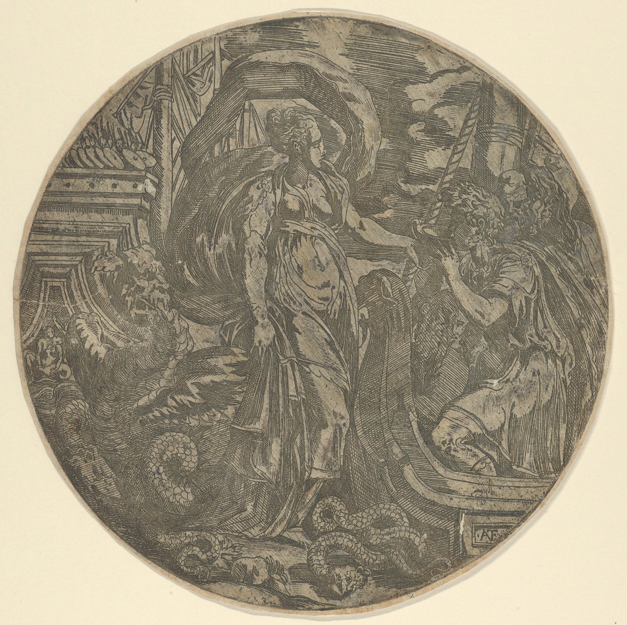 Circe dando uma bebida aos companheiros de Ulisses, 1540-45. de Antonio Fantuzzi