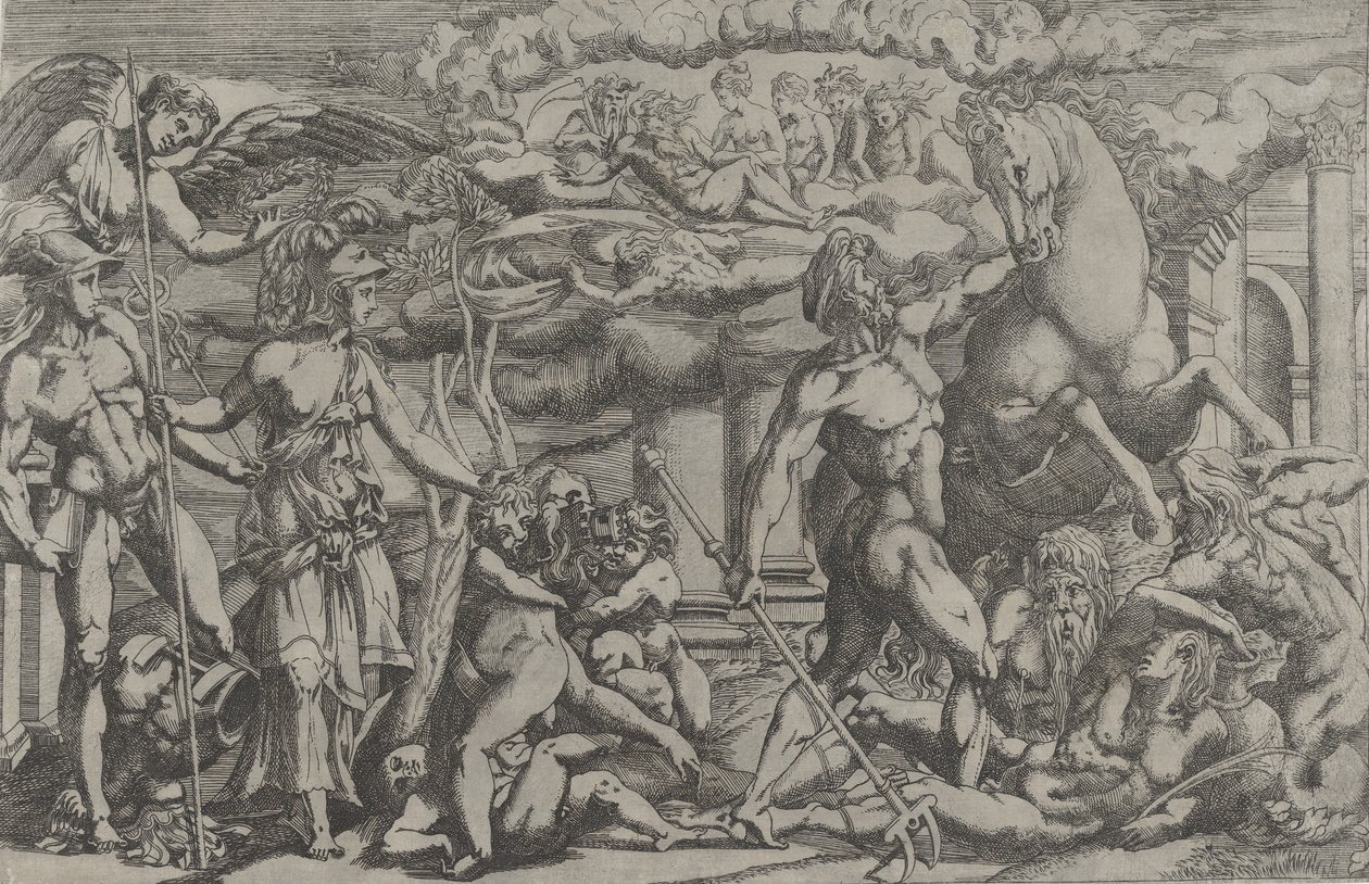 Concurso entre Netuno e Atena, 1540-45. de Antonio Fantuzzi