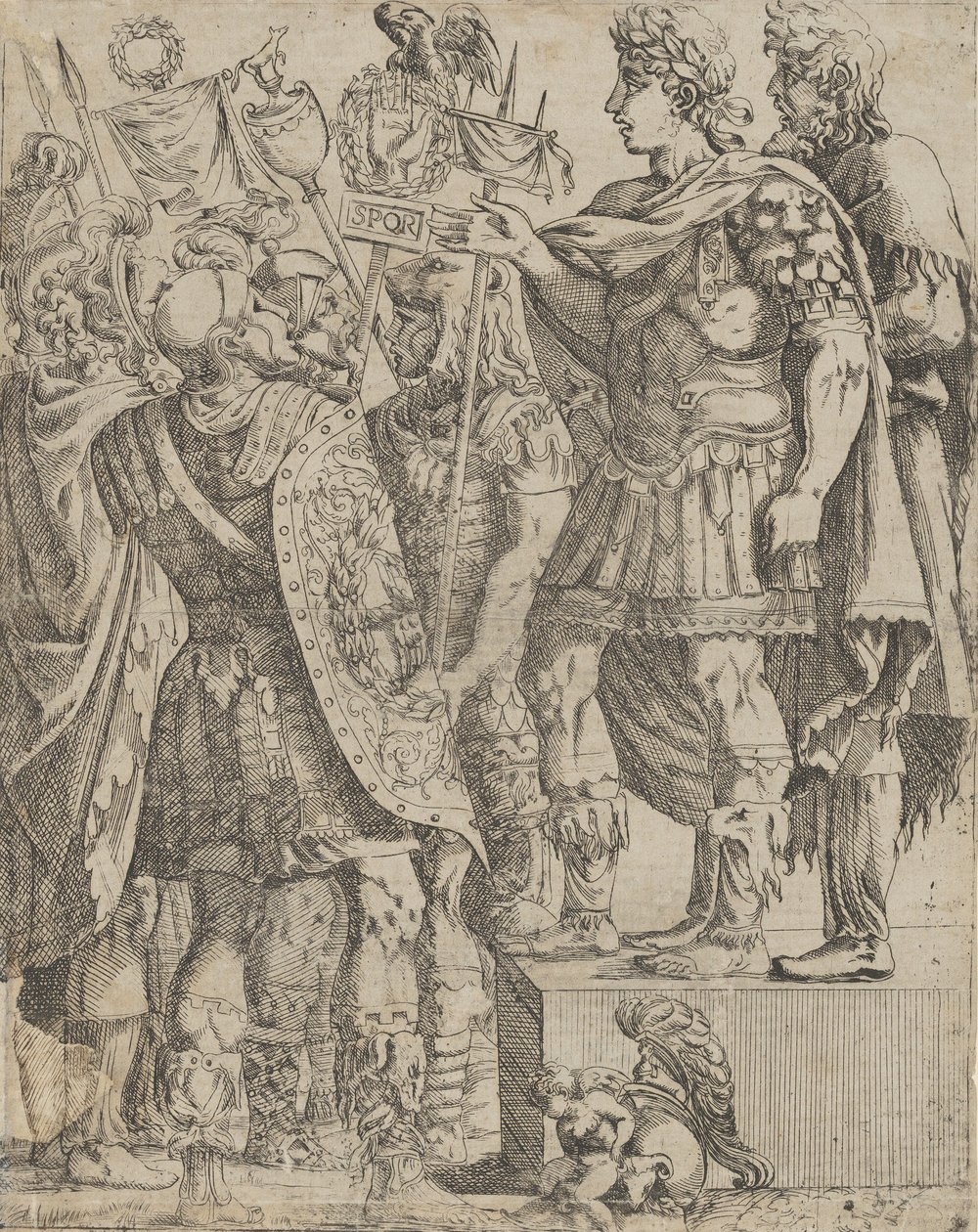 Imperador dirigindo-se a seus soldados, ca. 1542-45. de Antonio Fantuzzi