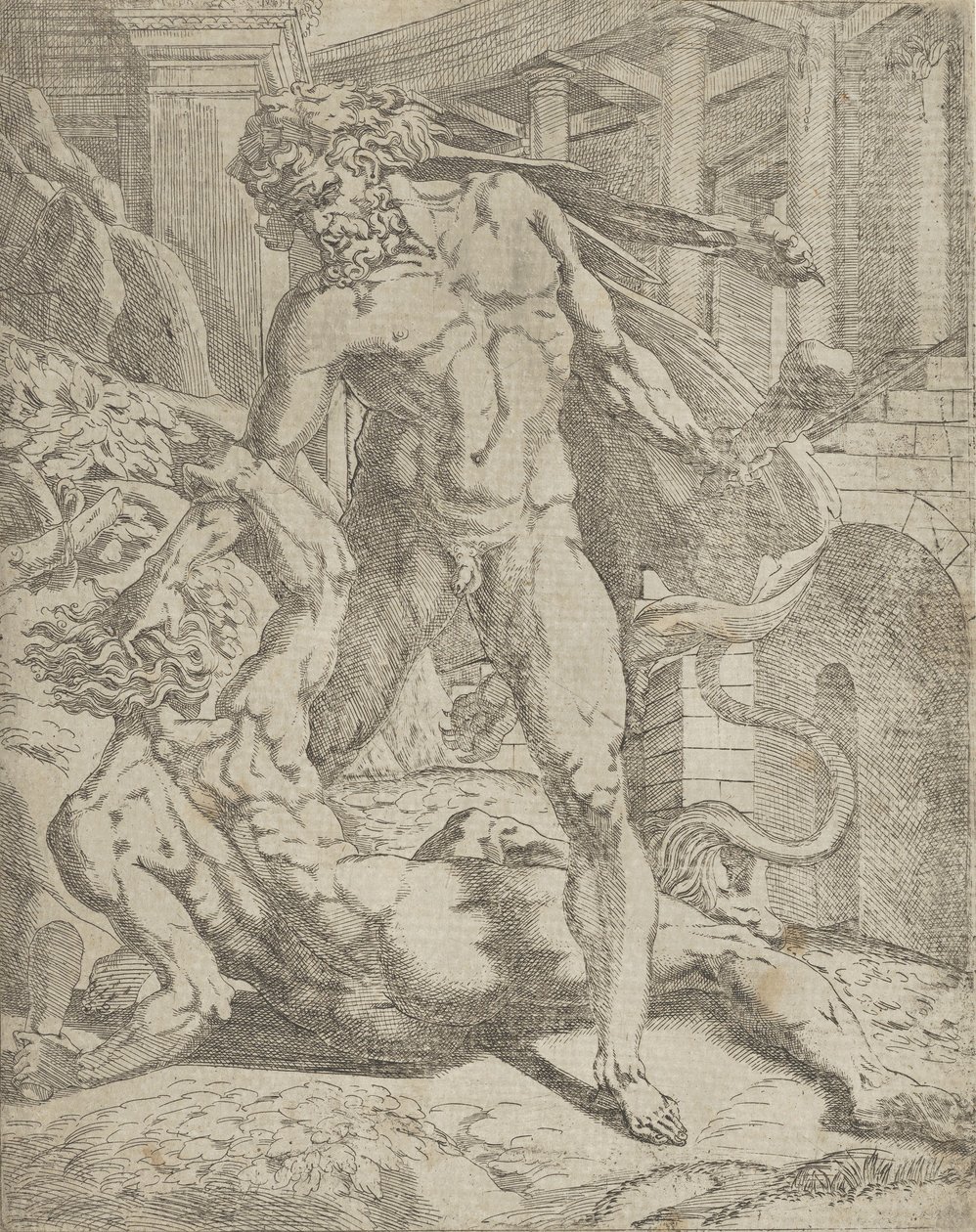 Hércules e Cacus, 1540-45. de Antonio Fantuzzi