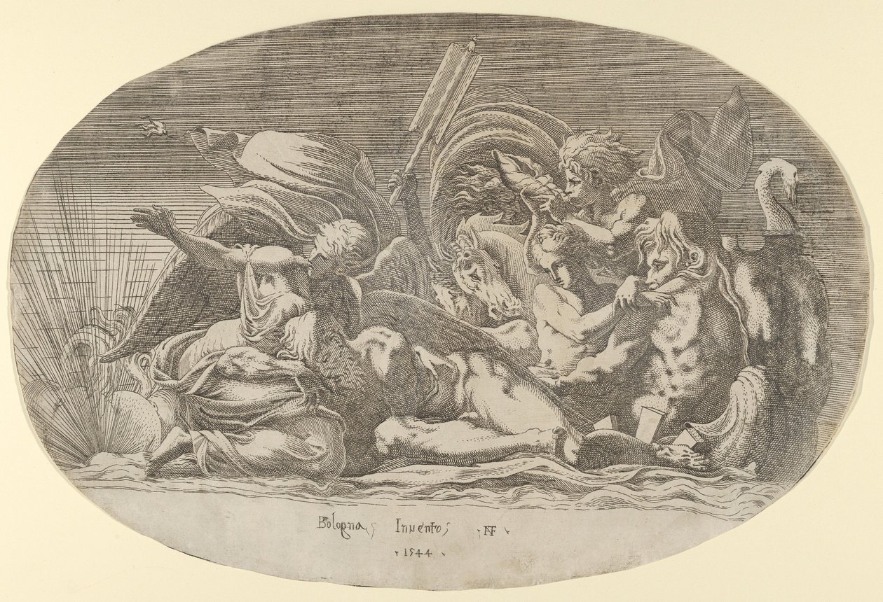 Íris, Netuno e Sono, 1544. de Antonio Fantuzzi
