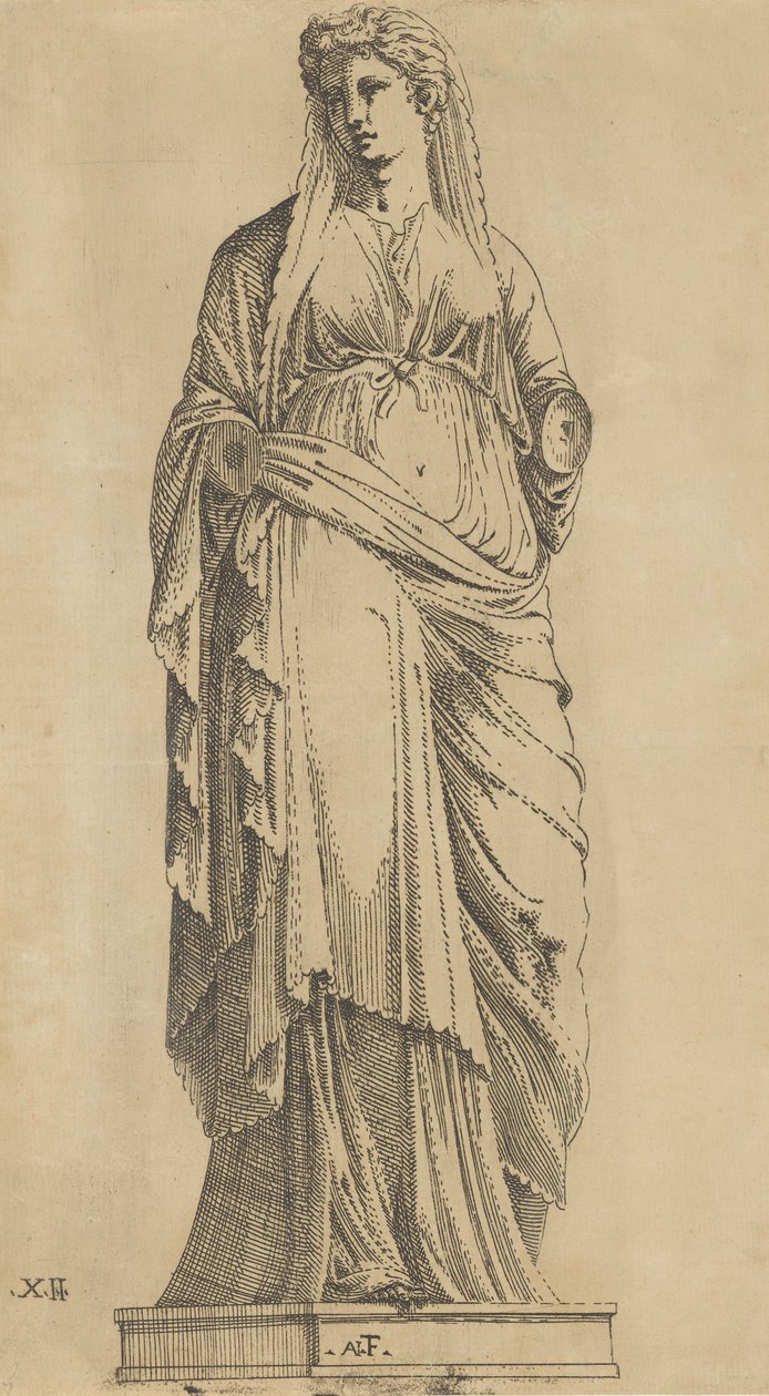 Mulher de rosto inteiro, cabeça ligeiramente para a esquerda, ca. 1543. de Antonio Fantuzzi
