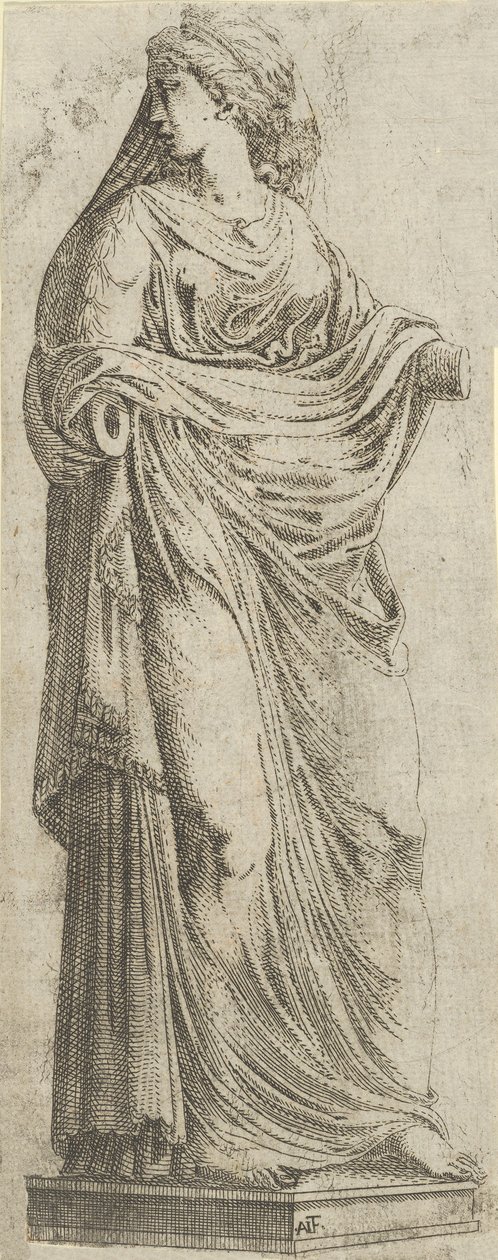 Mulher virada para a direita, 1540-45. de Antonio Fantuzzi