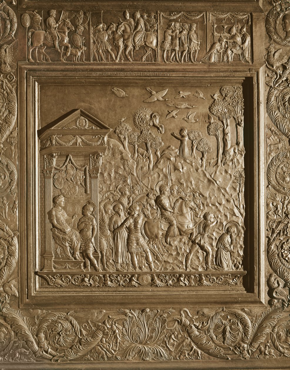 Martírio de São Paulo, detalhe da porta central da basílica, decorado em 1439-45 (bronze) (ver também 247330-247337) de Antonio Filarete