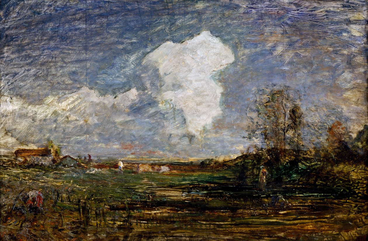 Um estudo para The clouds, de Antonio Fontanesi (1818-1882), óleo sobre papelão, 52x75 cm. Itália de Antonio Fontanesi