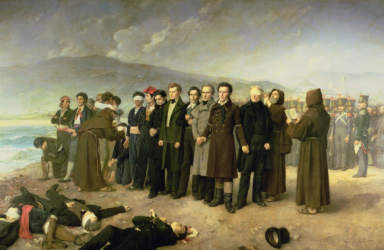 Execução de Jose Maria de Torrijos e Uriarte (1791-1831) e seus companheiros em 1831, 1888 de Antonio Gisbert