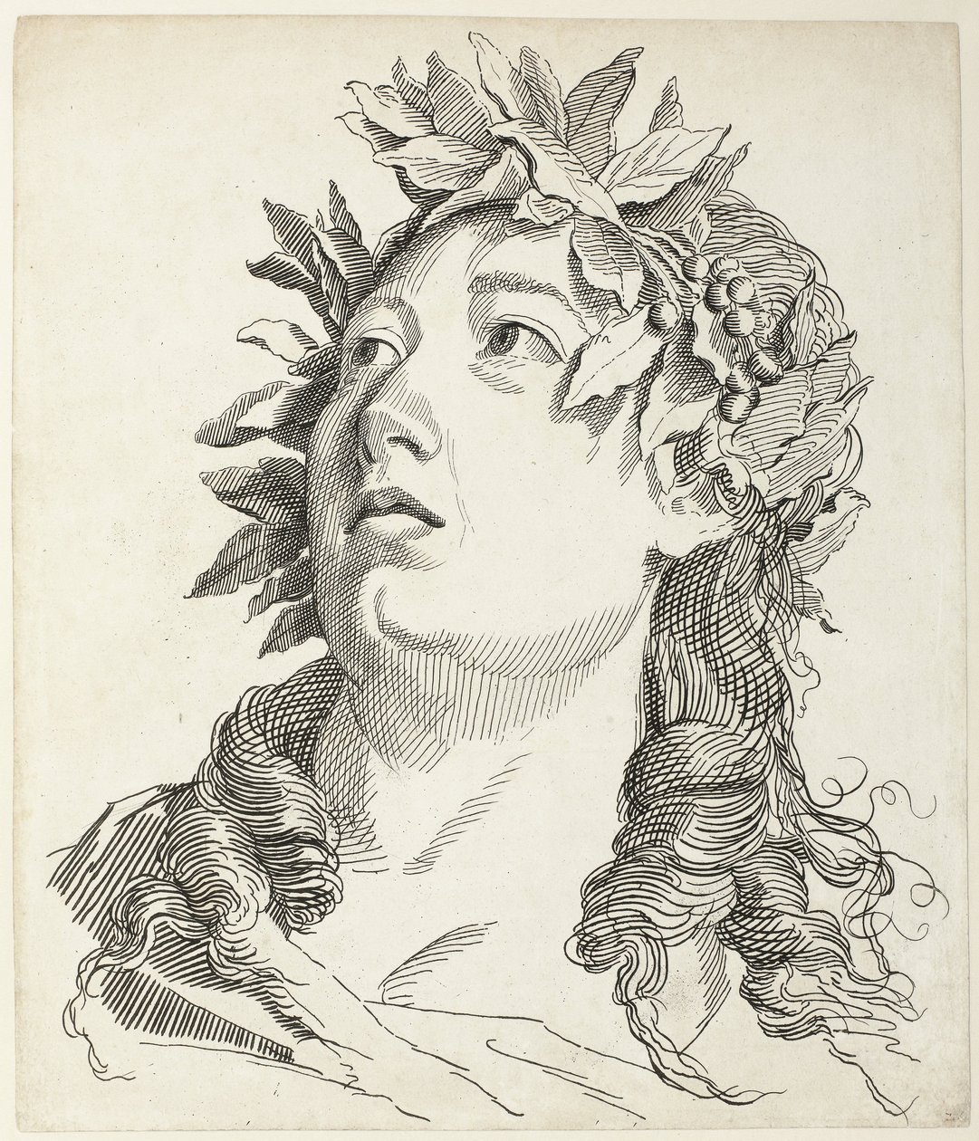 Cabeça de mulher com coroa de louros Quatro cabeças (título da série) de Antonio Giuseppe Barbazza