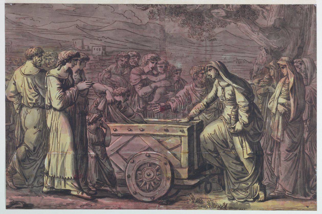 Lucius Albinius resgata as virgens vestais de Antonio Giuseppe Basoli