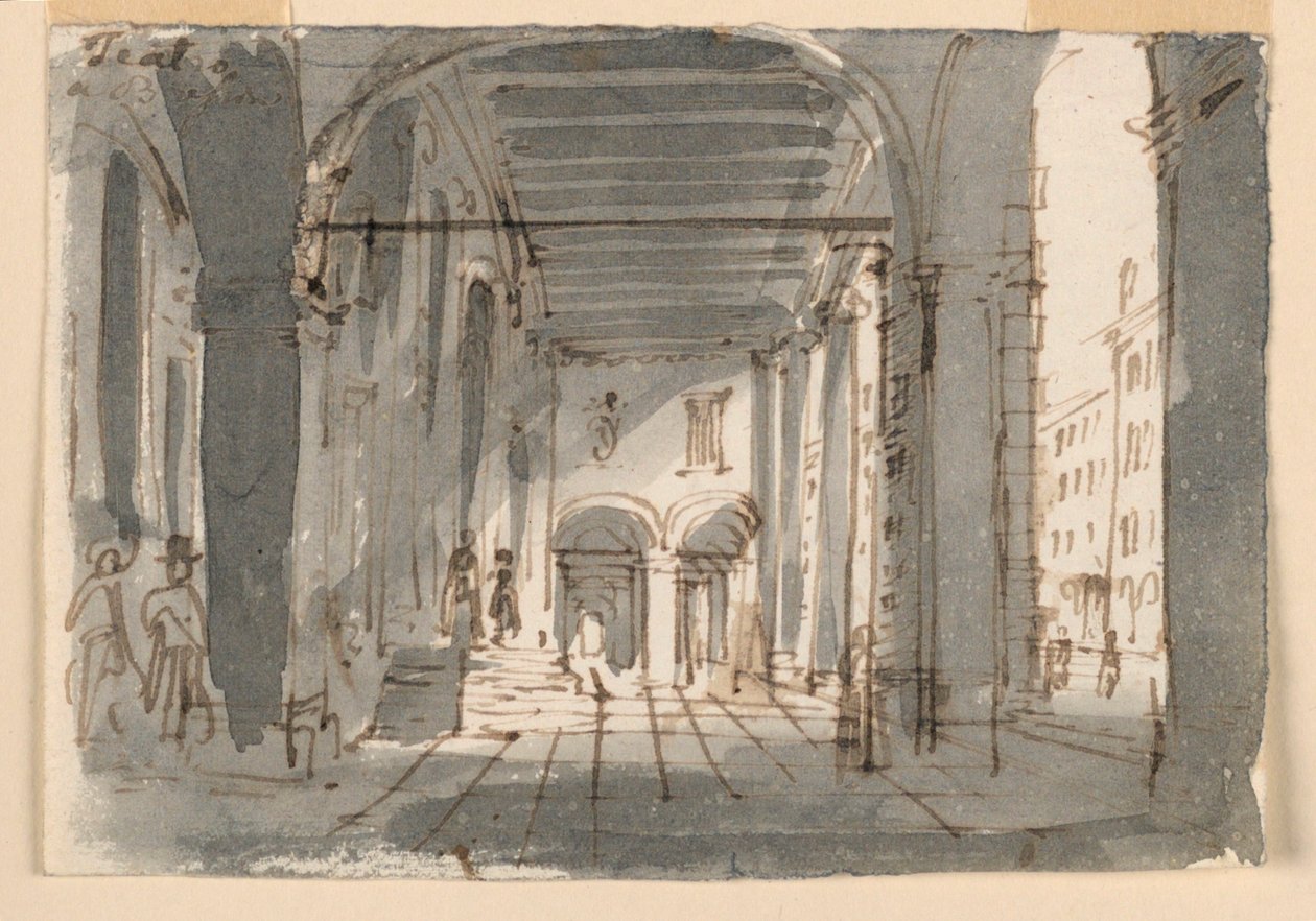 Pórtico na entrada do teatro em Brescia de Antonio Giuseppe Basoli