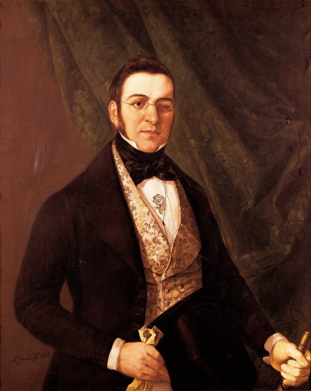 Retrato de Manuel Breton de los Harreros (1796-1873), poeta e dramaturgo espanhol. Pintura de Antonio Gomez y Cros (finais de 18-1863) de Antonio Gomez Cros
