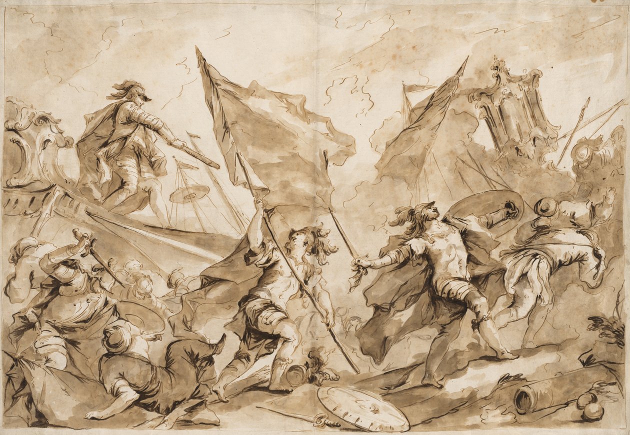 Jacopo Marcello dirigindo o assalto a Gallipoli de Antonio Guardi