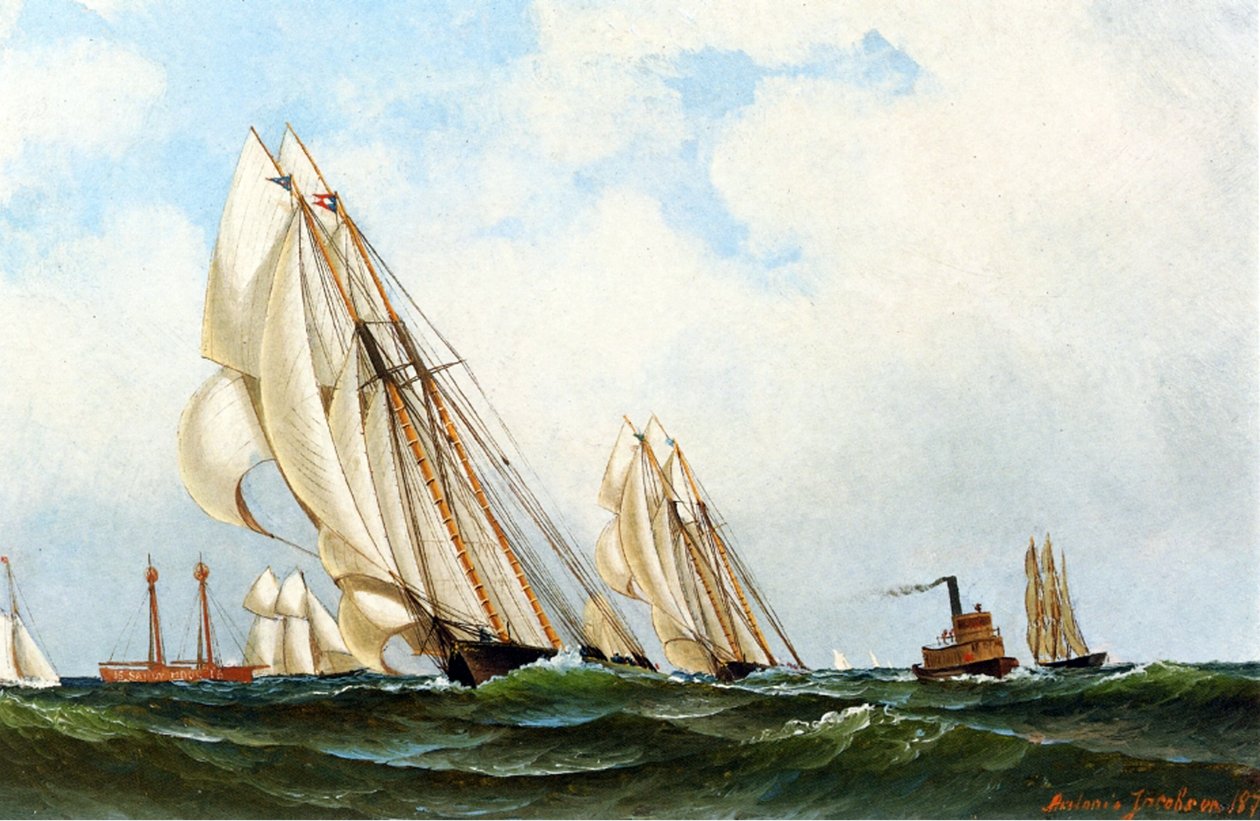 O &39;Safo&39; fora de Sandy Hook Lightship, 1870 de Antonio Jacobsen