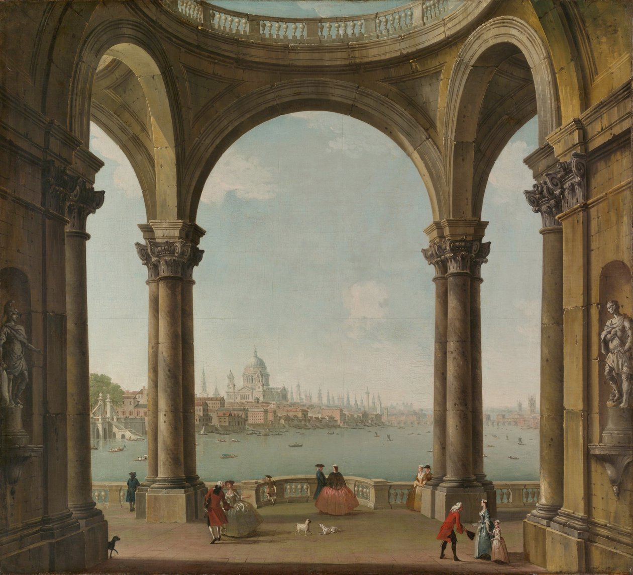Capriccio com St. Paul&39;s e Old London Bridge, c.1744-48 (óleo sobre tela) de Antonio Joli