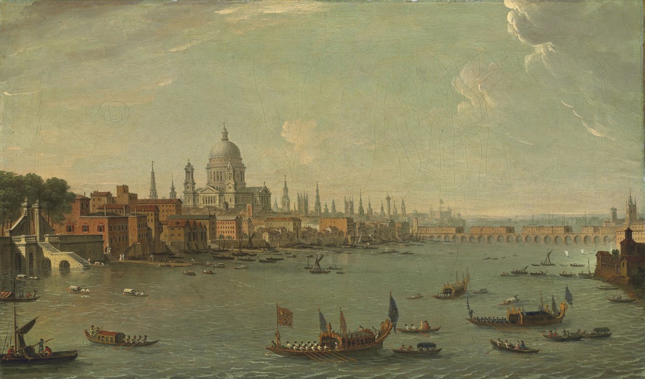 Quatro vistas de Londres: o Tamisa olhando para St. Pauls de Antonio Joli