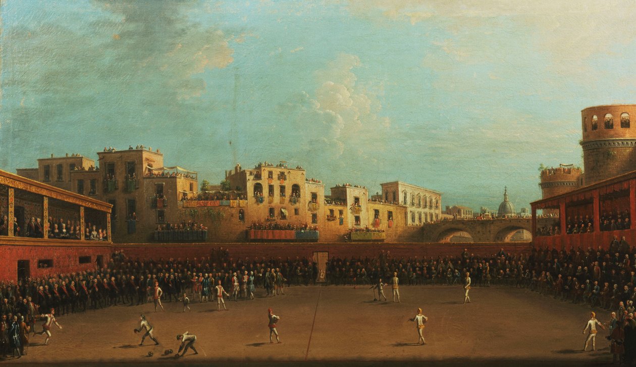 O rei Fernando IV e a rainha Caroline de Nápoles, assistindo a um jogo de Palla a Bracciale, de Antonio Joli