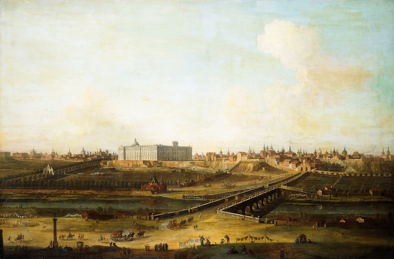 Madri e o Palácio Real da Cisjordânia dos Manzanares, 1752-53 de Antonio Joli
