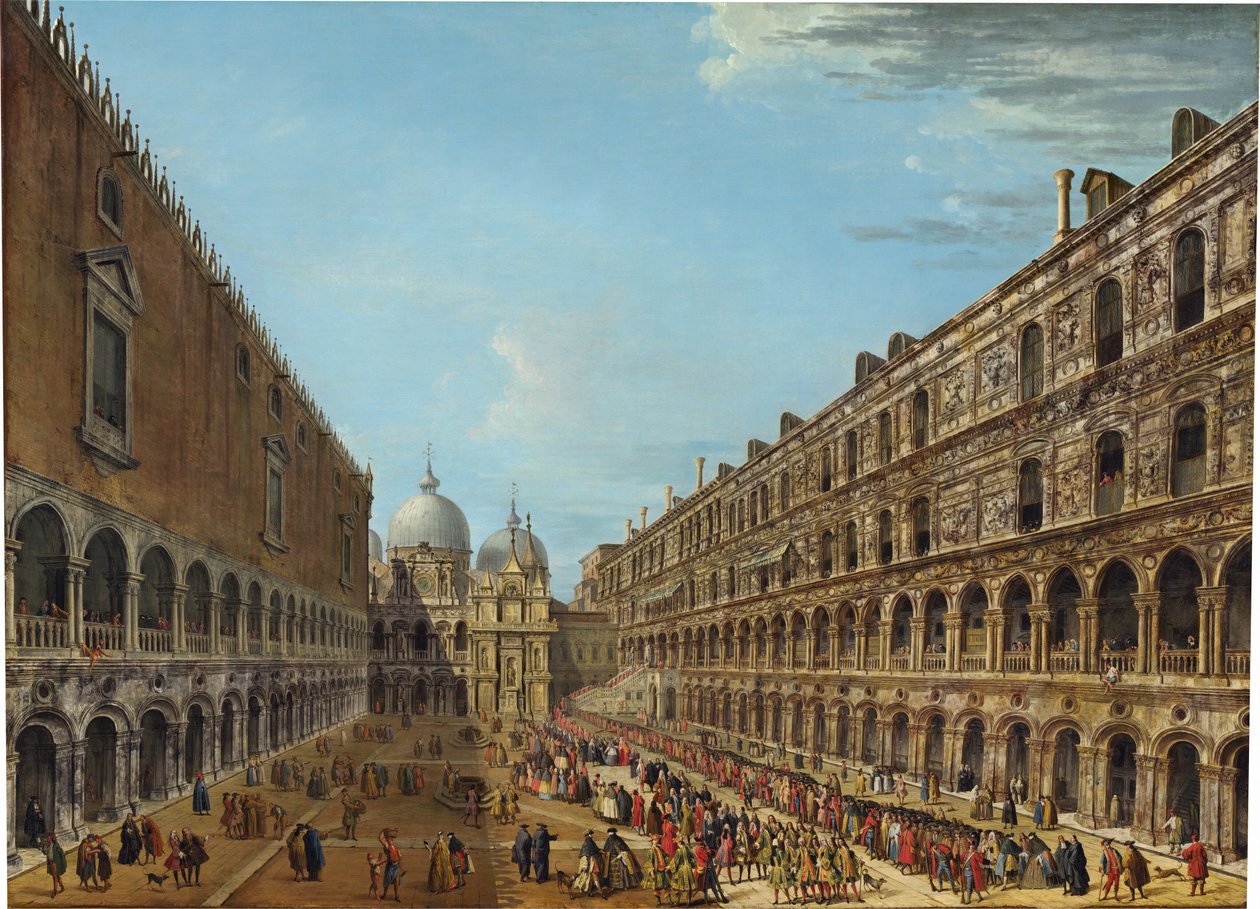 Procissão no pátio do Palácio Ducal, Veneza de Antonio Joli