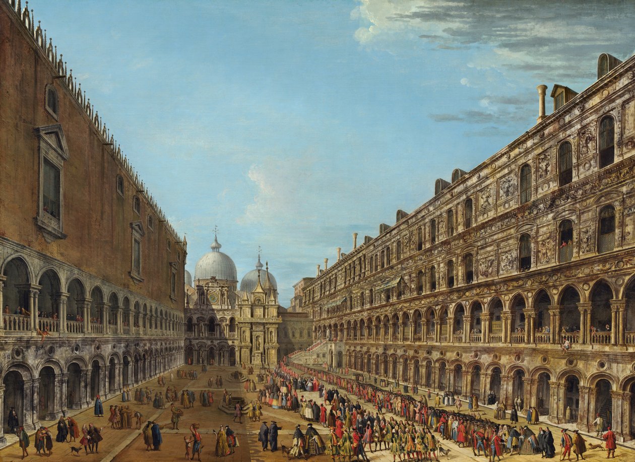 Procissão no Pátio do Palácio Ducal, Veneza, 1742 ou depois. de Antonio Joli