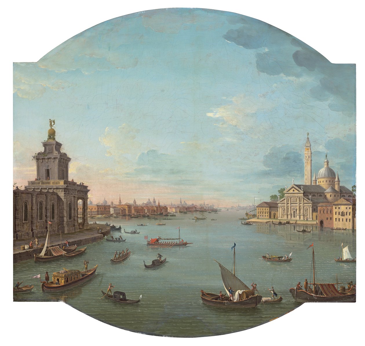 Vista de San Giorgio Maggiore, Veneza, com a Punta della Dogana em primeiro plano de Antonio Joli
