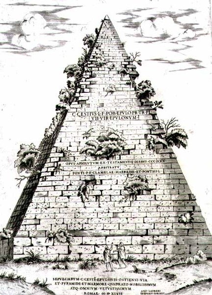 A Pirâmide de Caius Cestius construída c.12 a.C., Roma de Antonio Lafreri