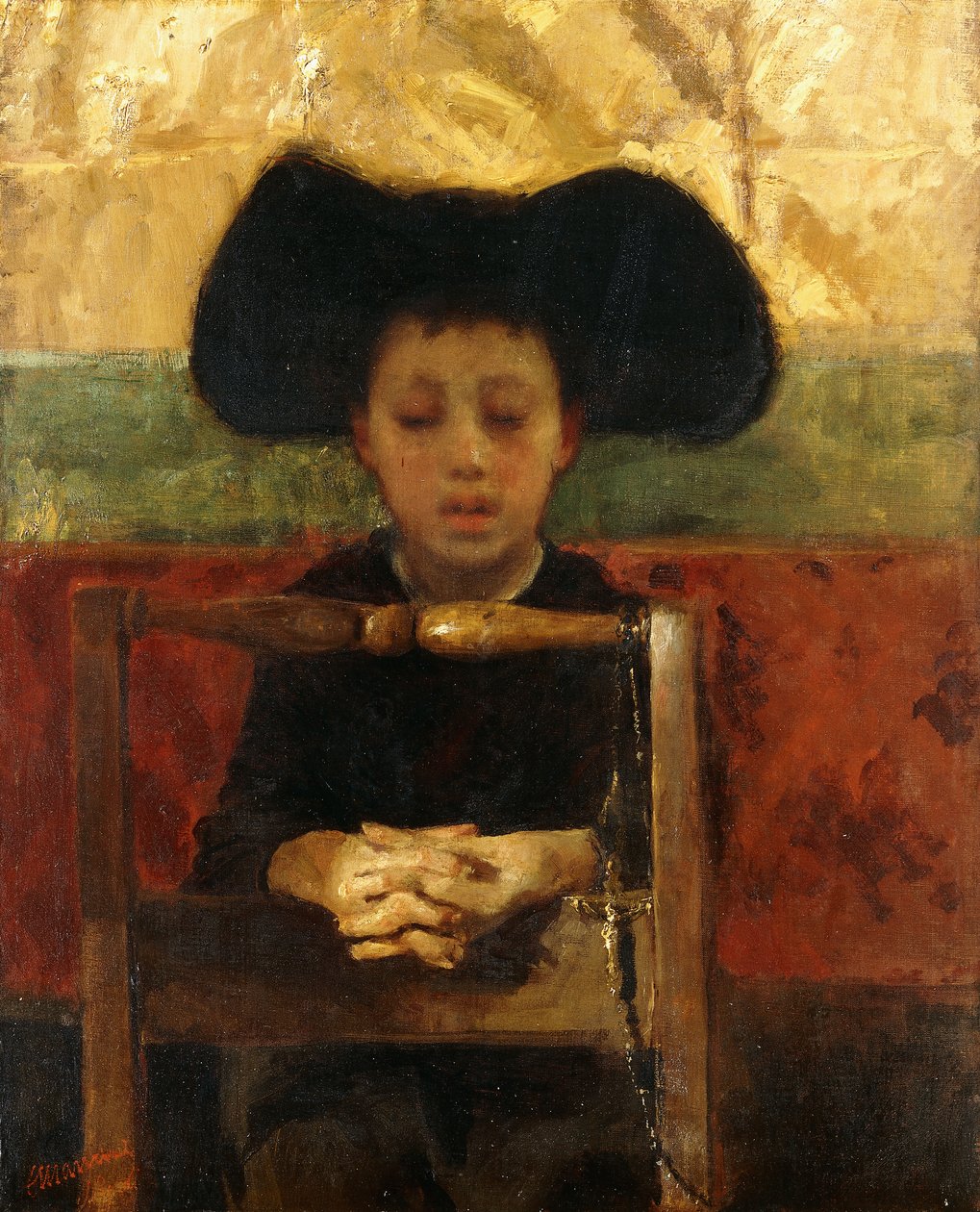 Menino do altar orando, c.1865-1875 de Antonio Mancini