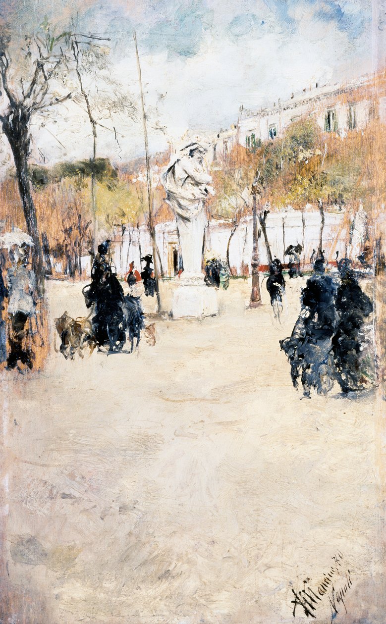 Jardins de Villa Reale em Nápoles de Antonio Mancini