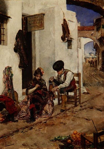 Emendando o casaco de Picador de Antonio Maria Fabres y Costa