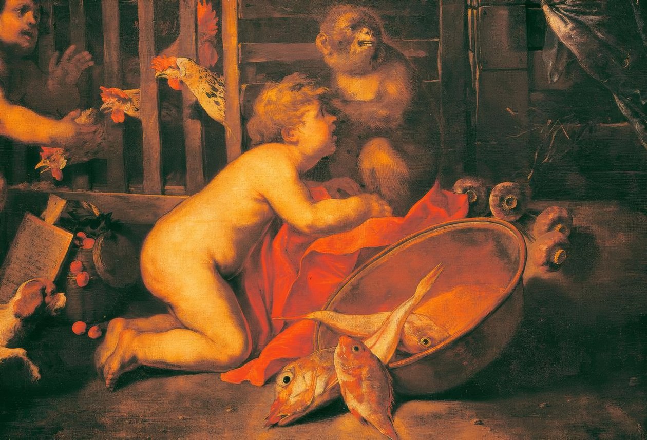 Putti, macaco e tigela de peixe de Antonio Maria Vassallo