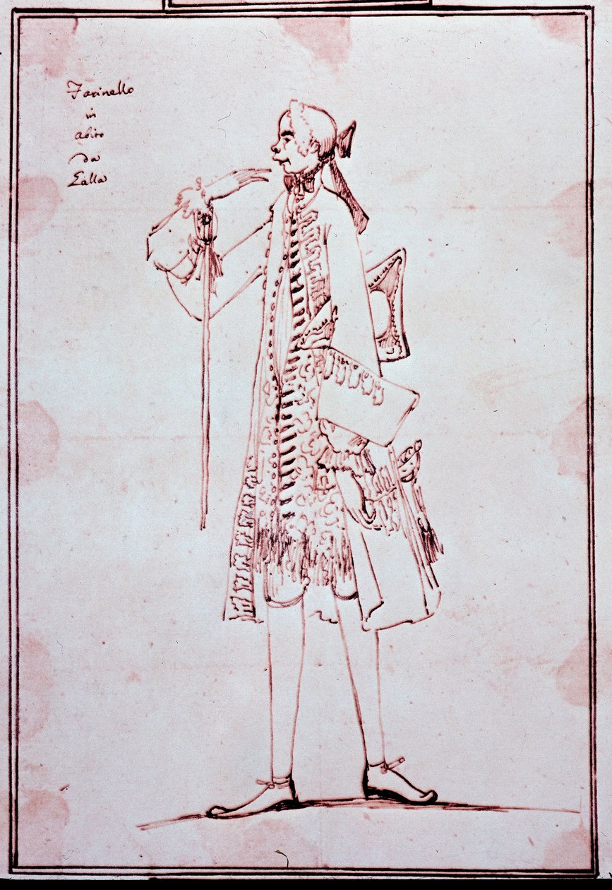 Retrato de Carlo Broschi chamado Farinelli (1705-1782) Castrato italiano (castrato) Cartoon de Anton Maria Zanetti (1680-1767). Século XVIII. Coleção particular. de Antonio Maria Zanetti