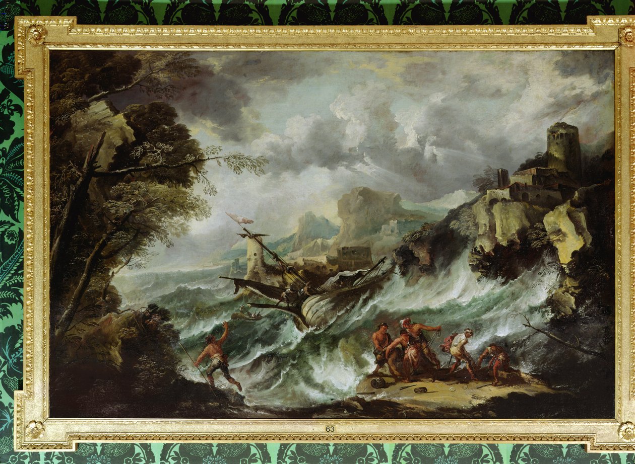 Seascape with Shipwreck, c.1700-07 (óleo sobre tela) (ver também 109199) de Antonio Marini