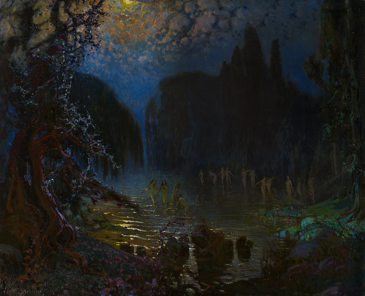 Banho das Ninfas - Munoz Degrain, Antonio (1840-1924) - c. 1915 - Óleo sobre tela - 76,5x93,5 - Museo Carmen Thyssen, Málaga de Antonio Munoz Degrain