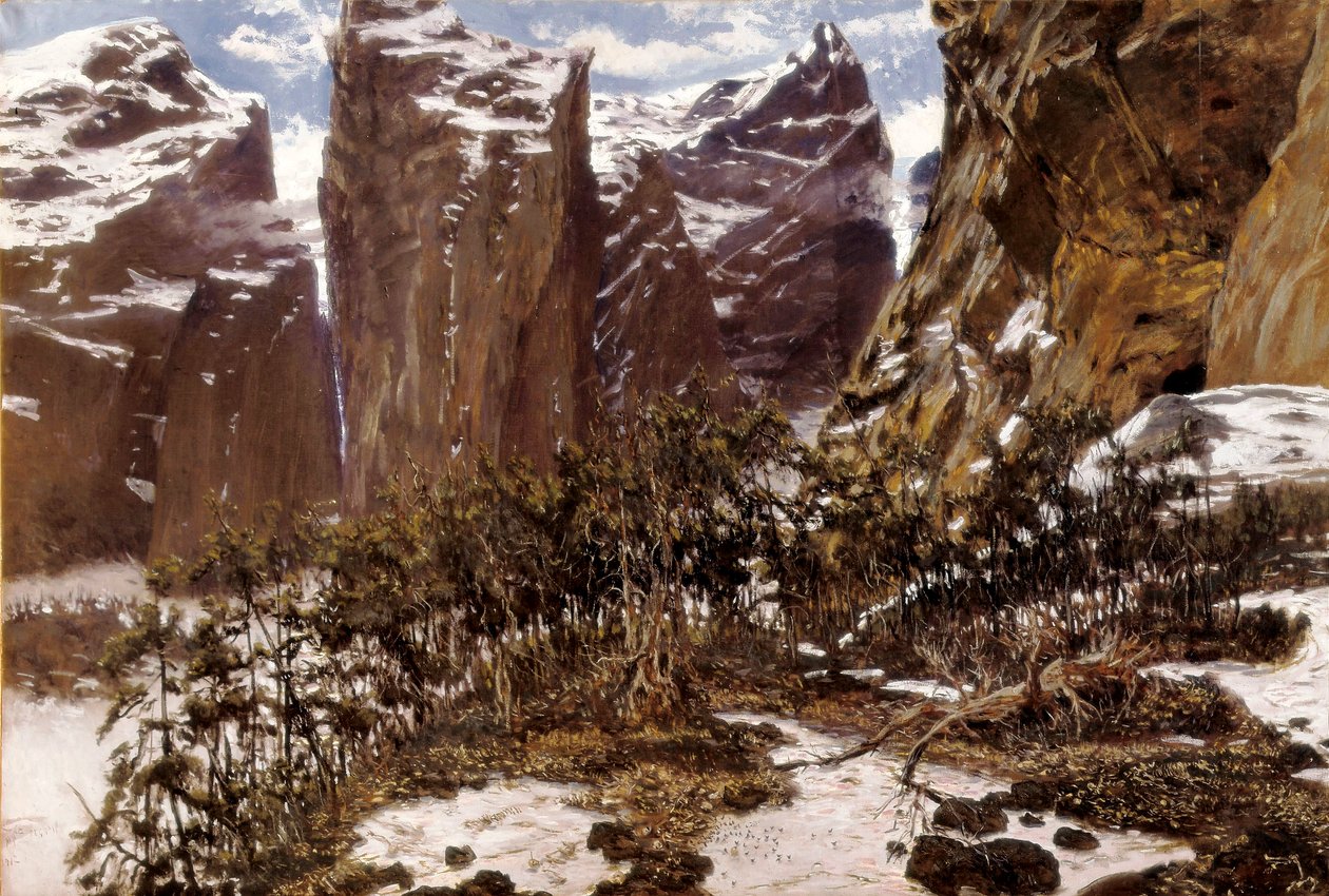 Roncesvalles (ou Roncesvalles em espanhol). Paisagem do Norte de Espanha. Pintura de Antoni MUNOZ i DEGRAIN (1841-1924), final do século XIX. Óleo sobre tela. Espanha, Valência, Museo de Bellas Artes San Pio V. de Antonio Munoz Degrain