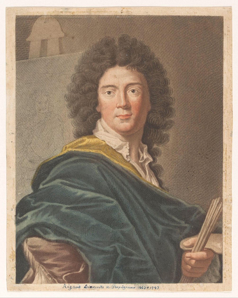 Retrato do artista Hyacinthe Rigaud
Retratos de artistas (título da série) de Antonio Pazzi