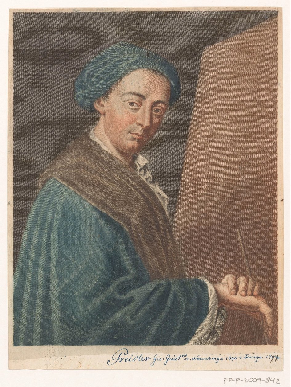 Retrato do artista Johann Justin Preissler Retratos de artistas (título da série) de Antonio Pazzi