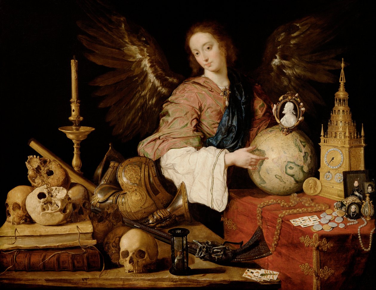 "Alegoria da Vaidade" Vanitas e uma vela extinta - Pintura de Antonio de Pereda y Salgado (1611-1678) 1634 Dim 139,5x174 cm Viena, Museu Kunsthistorisches de Antonio Pereda y Salgado