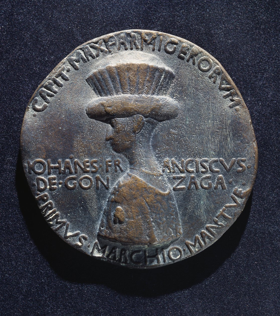 Medalha de bronze de Gianfrancesco Gonzaga (1395-1444), anverso, desenhada por Antonio di Puccio Pisano, conhecido como Pisanello (1395-1455 circa), diâmetro 10,20 cm de Antonio Pisanello
