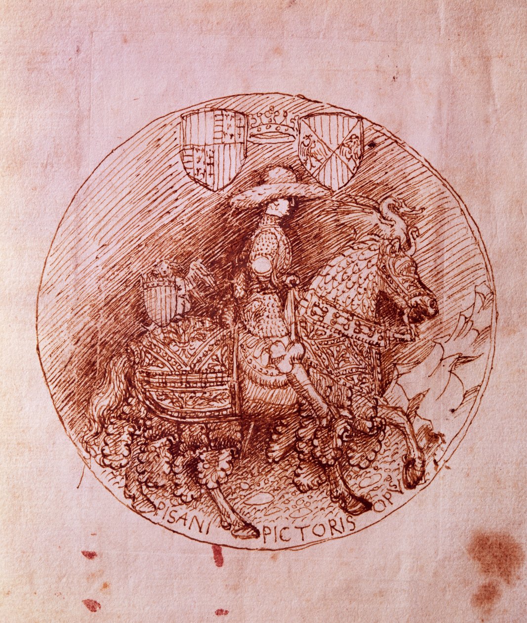 Desenho da medalha de Alfonso de Aragão, de Antonio Pisanello (1395-1455) de Antonio Pisanello