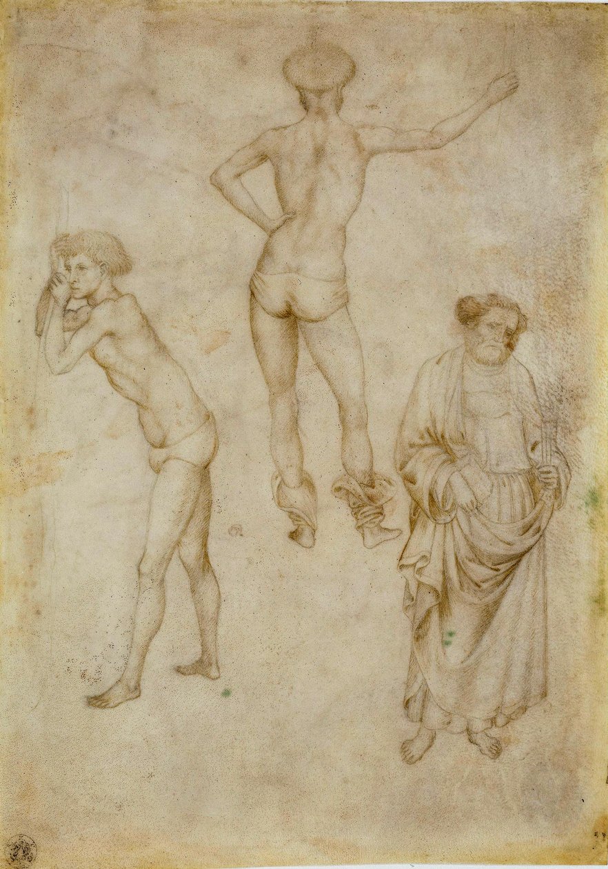"Figures masculines et saint Pierre" (Dois estudos de figuras masculinas e São Pedro) Etude Dessin d